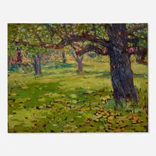 Clara Fairfield Perry, Untitled (Forest Interior), oil on panel