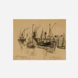 Hayley Lever, Untitled (Boats at Dieppe Harbor, France)