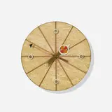 wall clock, model 2258A by George Nelson & Associates, 1957, marble, brass, lacquered wood, enameled brass, sold Sep 2015