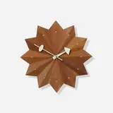 Fan wall clock, model 2223 by George Nelson & Associates, c. 1954, walnut, lacquered wood, enameled aluminum, map pins, sold Sep 2015