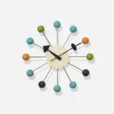 Ball wall clock, model 4755 by George Nelson & Associates, 1949, enameled aluminum, lacquered wood, brass, sold Sep 2015