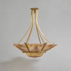 J Robert, Ceiling light and sconces, Metal, painted glass, frosted and polished