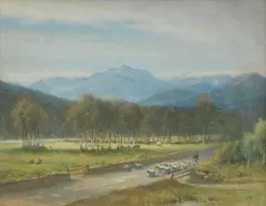 John Mitchell, On the road to Braemar, Lochnagar in the distance, Aberdeenshire, watercolour