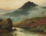 Alfred Fontville de Breanski, Drover and cattle by a Highland river