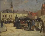 Thomas Bonar Lyon, Marche, Place St Jean, Bruges, oil on panel