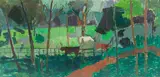 Lodge Park with cattle by Earl George Alexander Eugene Douglas Haig, oil on canvas, laid on board in three sections, sold Jun 2024