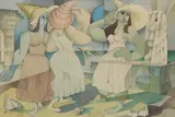 Roy Young Ferguson, Sea Shell Ladies, watercolour and pencil on buff paper