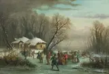 Edouard Ferey, A procession on ice, oil on canvas