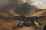 Clarence Roe, Deer in Highland landscape, oil on canvas