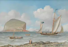 Samuel H. Fyfe, Shipping off the Bass Rock, oil on panel
