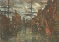 James Watterson Herald, Fisherfolk on the quayside, pastel