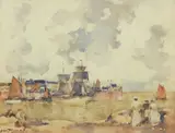James Watterson Herald, Figures on a shore, watercolour