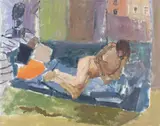Reclining figure by Earl George Alexander Eugene Douglas Haig, oil on canvasboard, sold Mar 2024