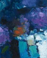 Christopher P. Wood, Abstract in purple, oil on canvas