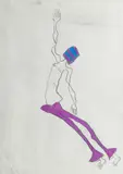 Pat Douthwaite, Purple leggings, charcoal and coloured chalk