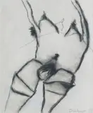 Pat Douthwaite, Reclining nude, charcoal and pastel
