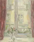 John Lessore, Window with Rose, Boulevard Masséna, oil on canvas