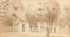 John William Hardwick, A group of six views in Sydney, Australia:, pencil, pen & ink and wash