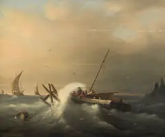 Cercle de Bonaventura I Peeters, Scène de tempête, Oil on parquet panel
