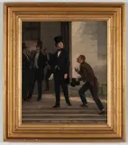 19e Siecle, Personnages en haut de forme, Oil on canvas