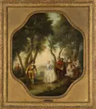 Nicolas Lancret, Scène galante, Oil on octagonal canvas