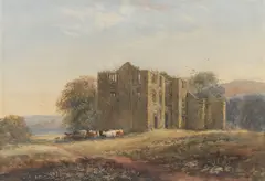 Ows David Cox Senior, Barden Tower on the wharf above Bolton Abbey, watercolour over traces of pencil