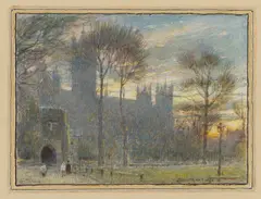 Rws Albert Goodwin, Canterbury Cathedral, watercolour, pen and ink