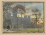 Rws Albert Goodwin, Canterbury Cathedral, watercolour, pen and ink