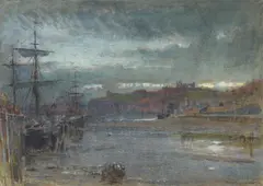 Rws Albert Goodwin, Whitby bay, pen, ink and watercolour heightened with gouache