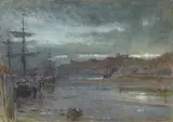 Rws Albert Goodwin, Whitby bay, pen, ink and watercolour heightened with gouache