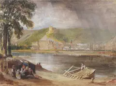 John Gendall, La Roche Guyn from the opposite Bank of the Seine, watercolour and gouache over traces of pencil