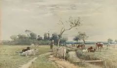 Mark Fisher, Pasturage, watercolour over traces of pencil, heightened with white