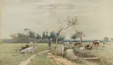 Mark Fisher, Pasturage, watercolour over traces of pencil, heightened with white