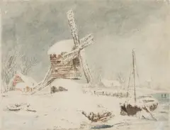 Winter landscape by Ra Edward William Cooke, watercolour, sold Sep 2024