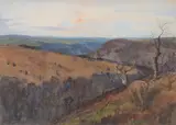 His kingdom, Homer Valley, winter sunset by Lionel Dalhousie Robertson Edwards, Ri, Rca, watercolour heightened with bodycolour, sold Sep 2024
