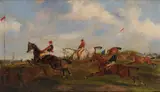 Samuel Henry Alken, 'Point to point'; 'Steeplechasing', oil on panel