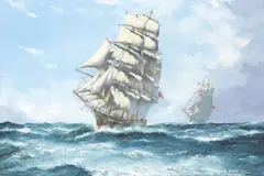 John Bentham-Dinsdale, The famous Cutty Sark in company with the Thermopylae; The English clipper ship Torrens, oil on canvas