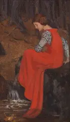 Continental School, Contemplation, oil on canvas laid to board