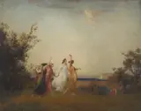 Henry John Lintott Rsa, Figures dancing in a landscape, oil on canvas