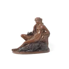 Auguste Clésinger, patinated bronze figure of 'Diane au Repos avec deux Levriers', patinated bronze