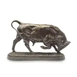 Isidore Bonheur, patinated bronze model of a pacing bull