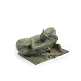 Brian Taylor, A patinated bronze model of a recumbent greyhound the integral shallow rectangular base, initialled and dated, 20cm high, 36cm long