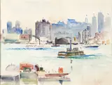 Hayley Lever, View of New York from Weehawken, watercolor on paper