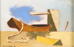 Herman Maril, Boat and Sand, oil on board