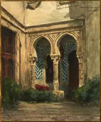 Narcisse Berchère, A Doorway in Cairo, watercolor on paper