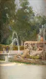 Nicola D'Ascenzo, Sketch of a Fountain, oil on canvas
