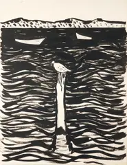 Sally Michel Avery, Harbor Gull, 1957, ink on paper