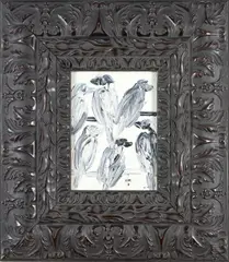 Untitled (Finches) by Hunt Slonem, oil on artist's board, sold Feb 2024