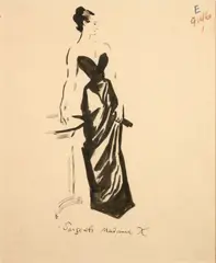 Cecil Beaton, Sargent's Madame X, ink on paper