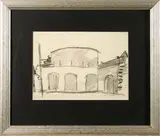 Joseph Stella, A Framed Architectural Sketch, graphite on paper